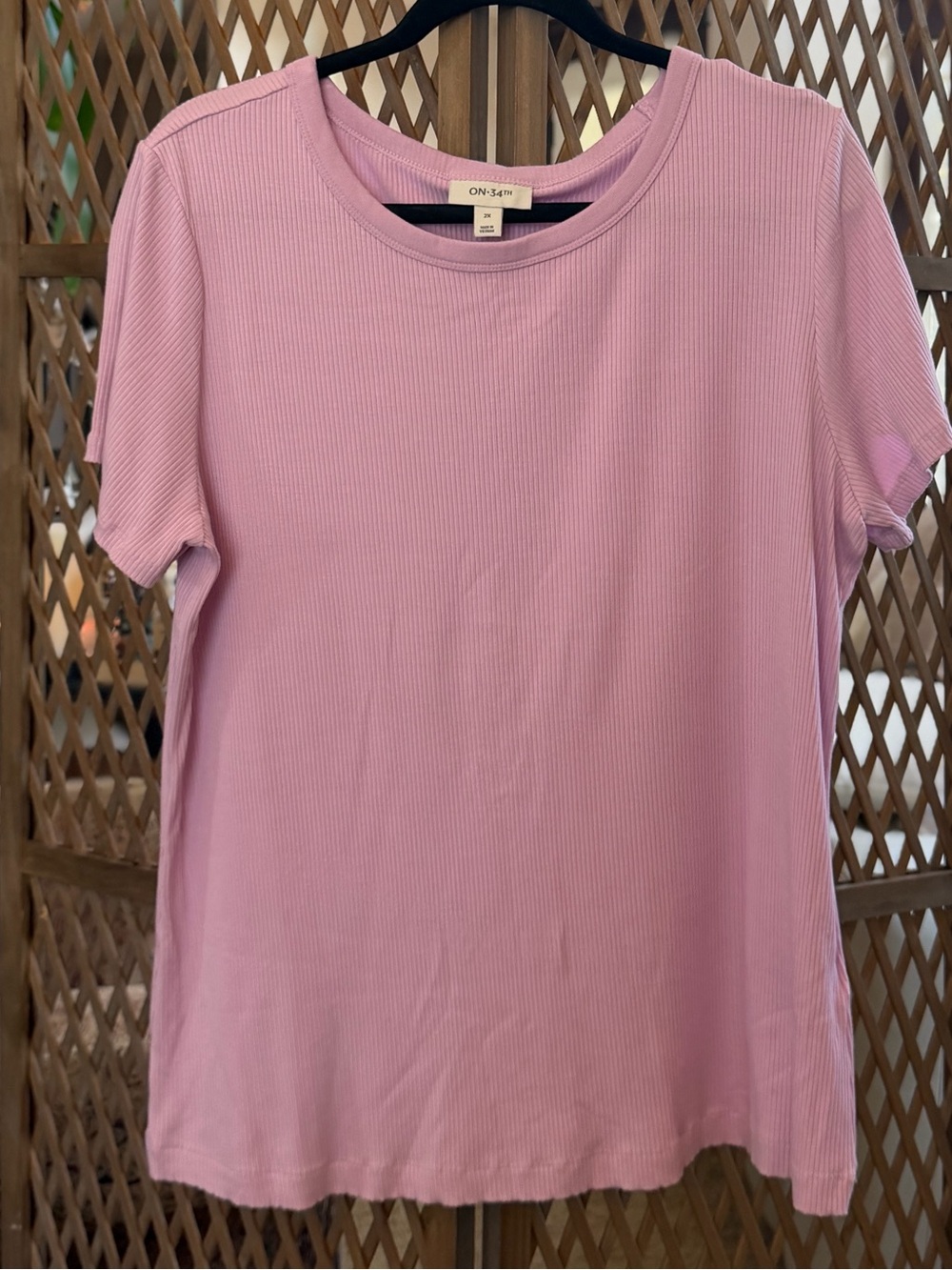ON·34th Ribbed Short Sleeve Tee in Innocent Lilac